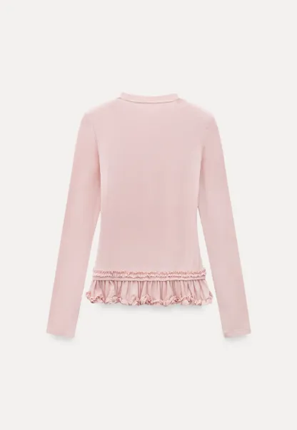 Ruffled Hem Long-Sleeve Tee