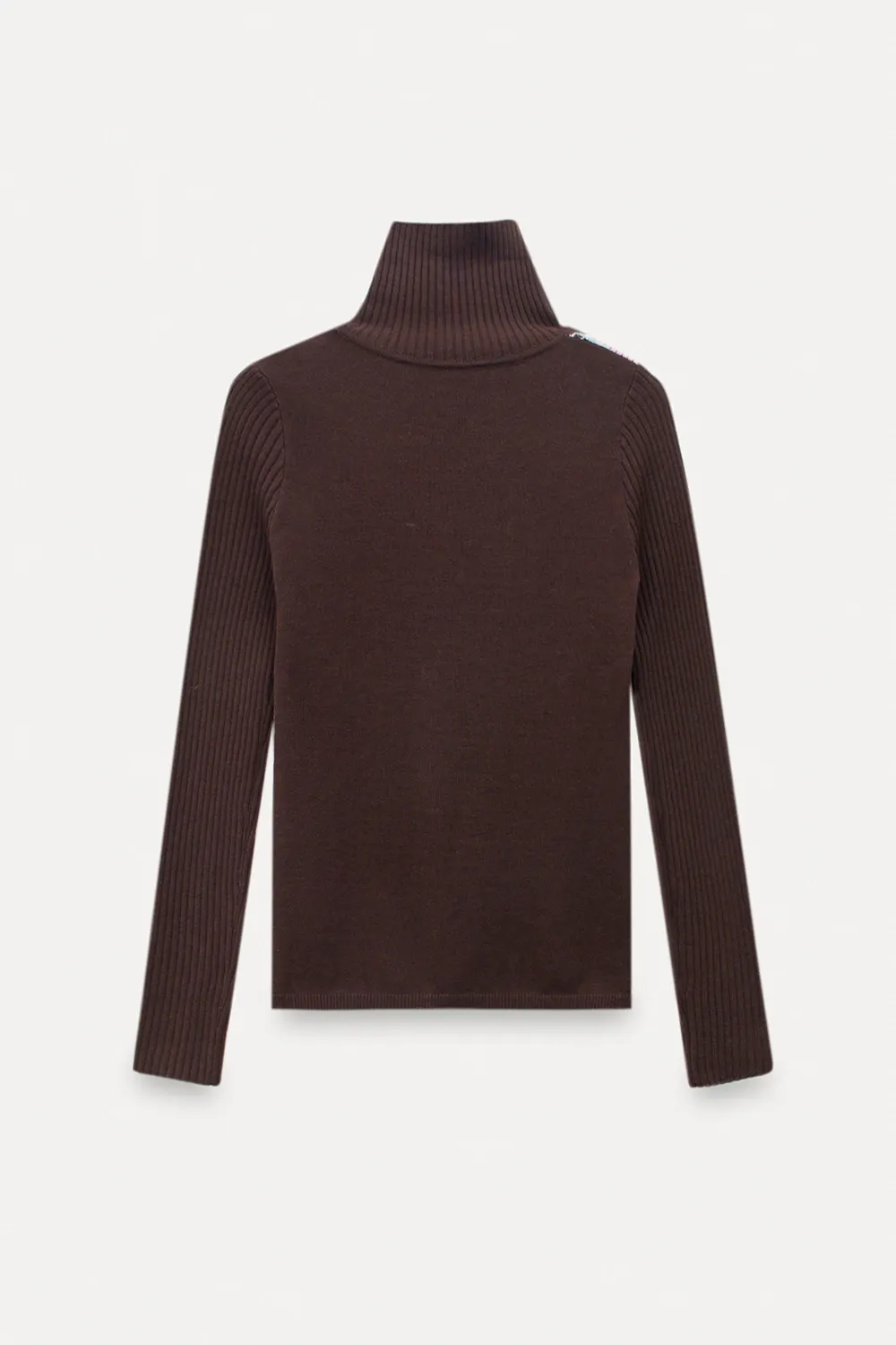 Knitted Turtleneck Top with Colorful Nordic Stripes