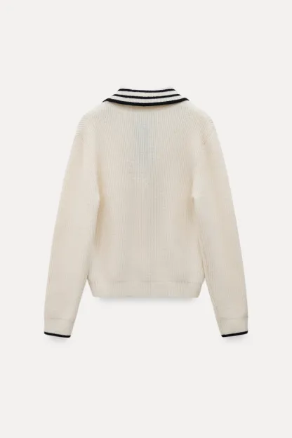 Women’s Sailor Collar Half Zip Sweater