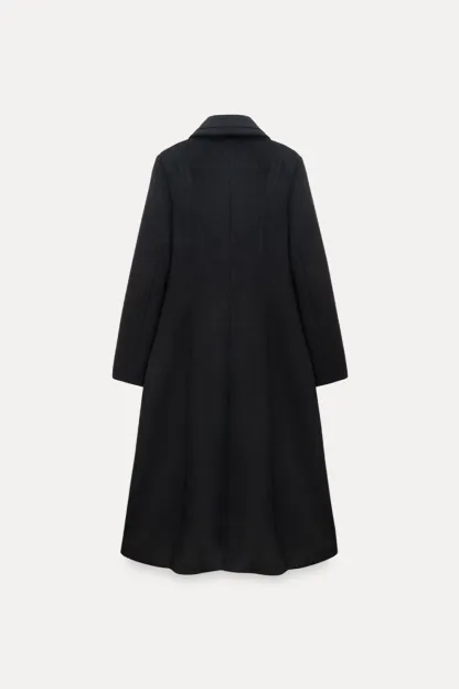 Womens Chic A-Line Buttoned Long Wool Coat