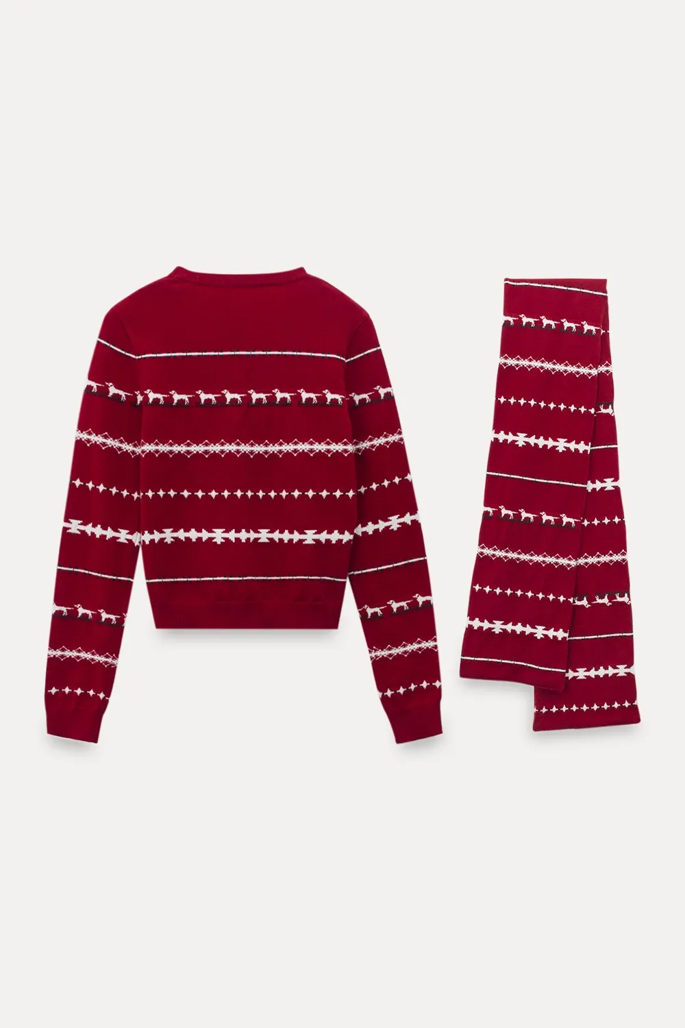 Christmas Knit Scarf With Reindeer Pattern