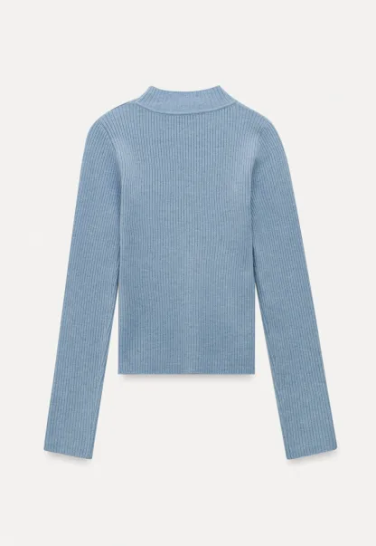 Women Soft Ribbed Mock Neck Knit Top