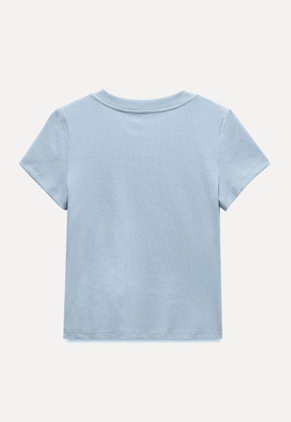 Women’s Ribbed Button Neck T-Shirt