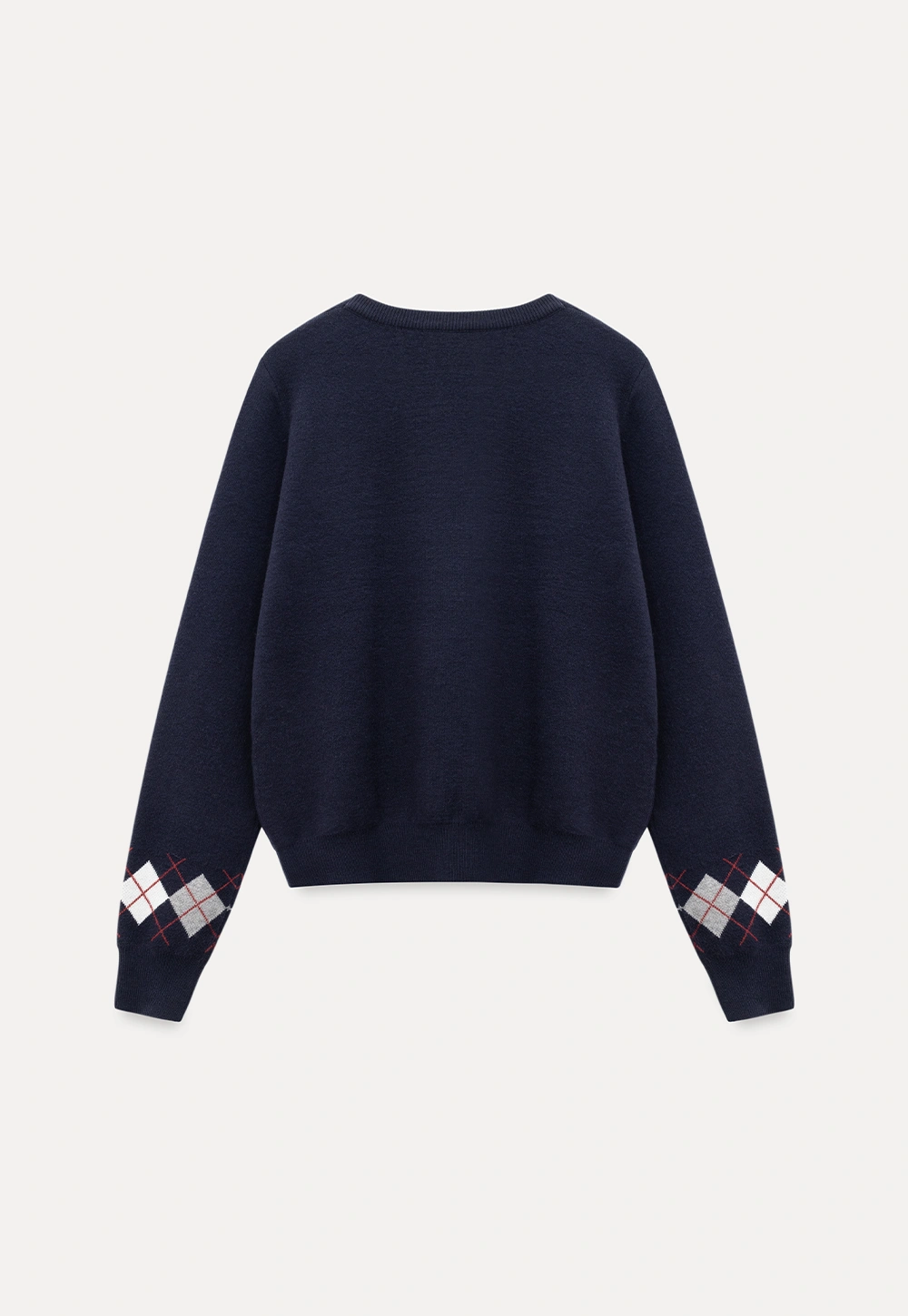 Navy Blue Sweater with Argyle Pattern for Women