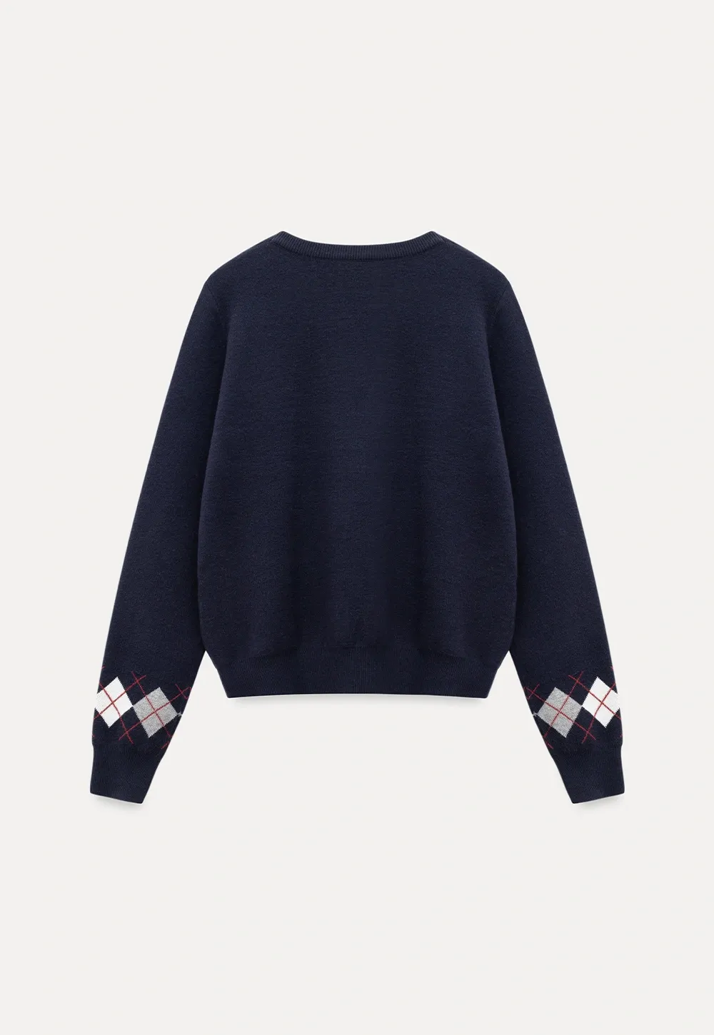 Navy Blue Sweater with Argyle Pattern for Women