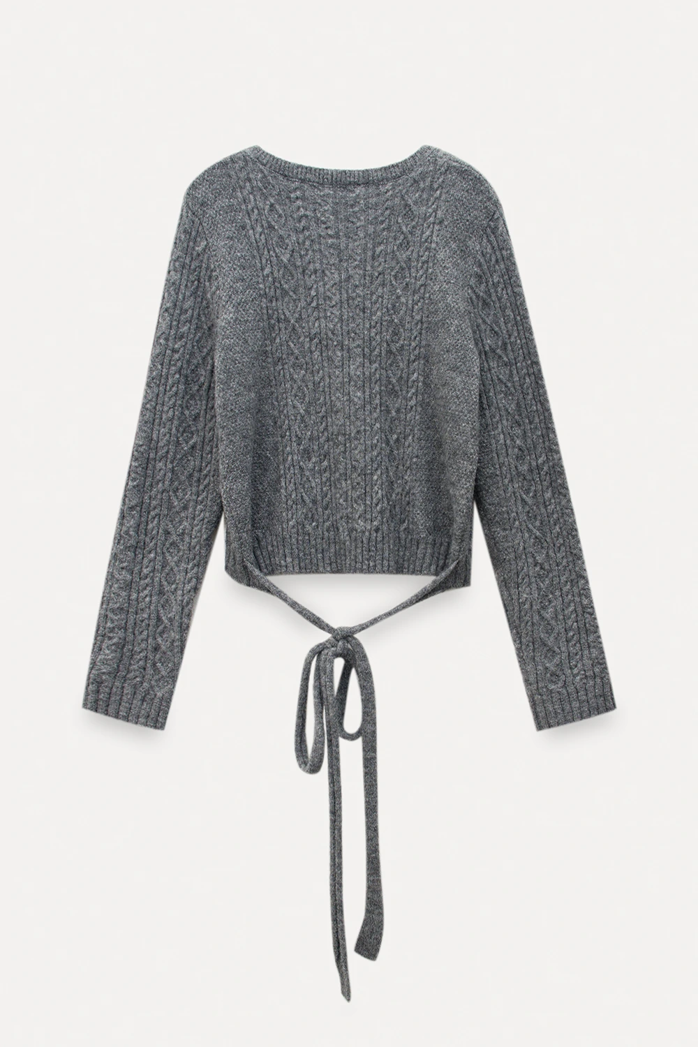 Cable Knit Cardigan with Tie-Front Detail