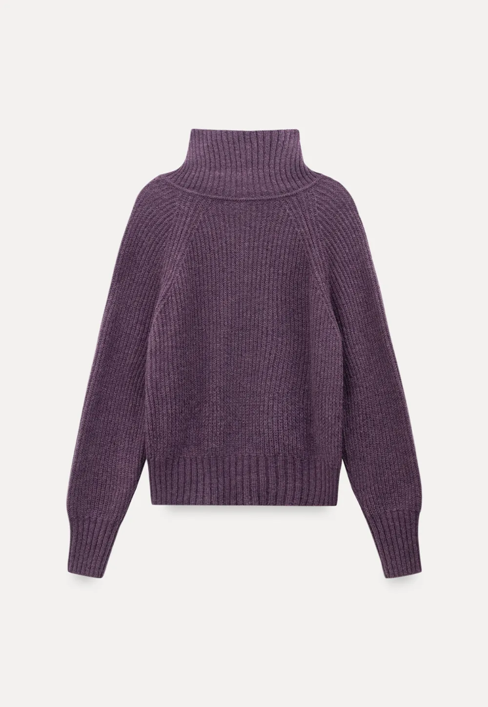 Color Button High Neck Ribbed Cardigan