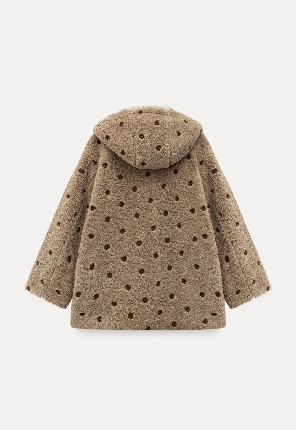 Polka Dot Teddy Fleece Hooded Coat