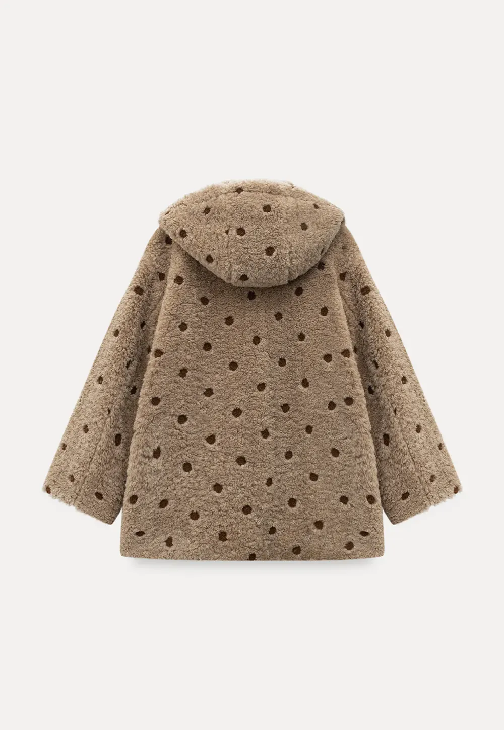 Polka Dot Teddy Fleece Hooded Coat