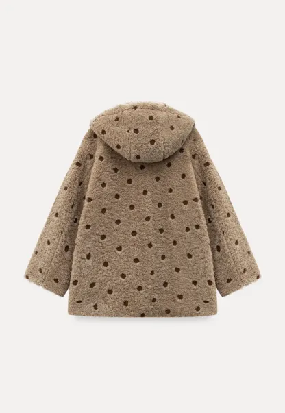 Polka Dot Teddy Fleece Hooded Coat