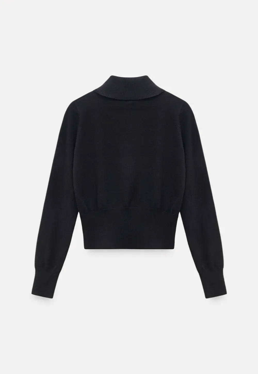 Collar Detail Knit Sweater with Side Button Hem