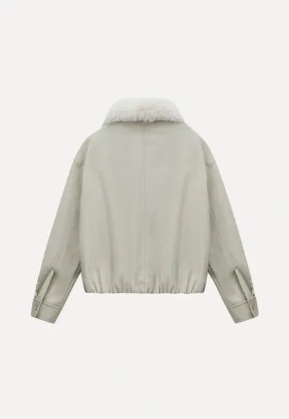 Casual Jacket with Faux Fur Collar for Women