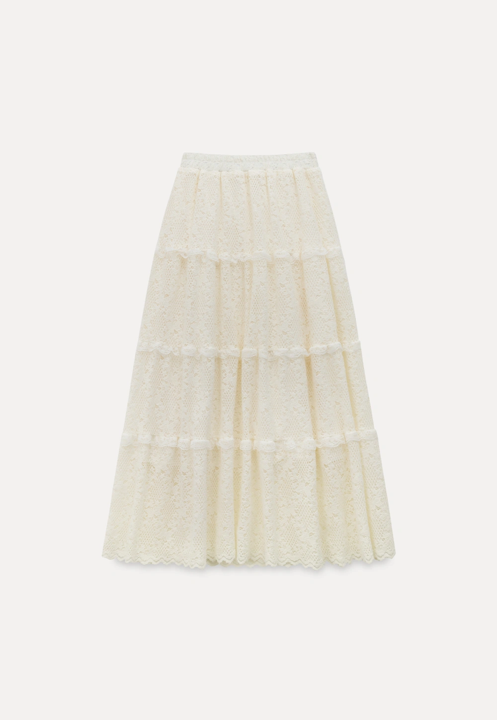 Lace Tiered Skirt with Ruffle Detail