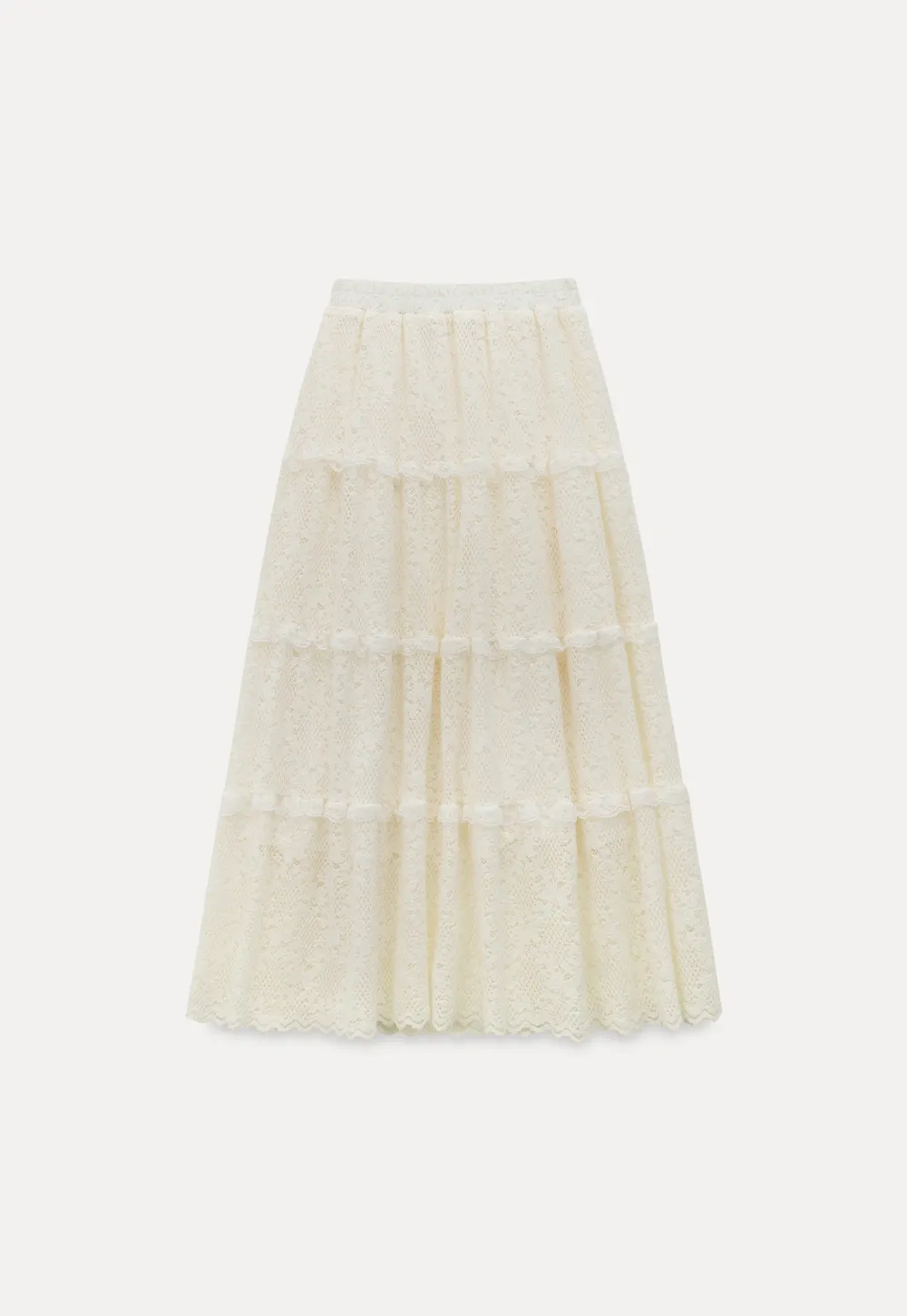 Lace Tiered Skirt with Ruffle Detail