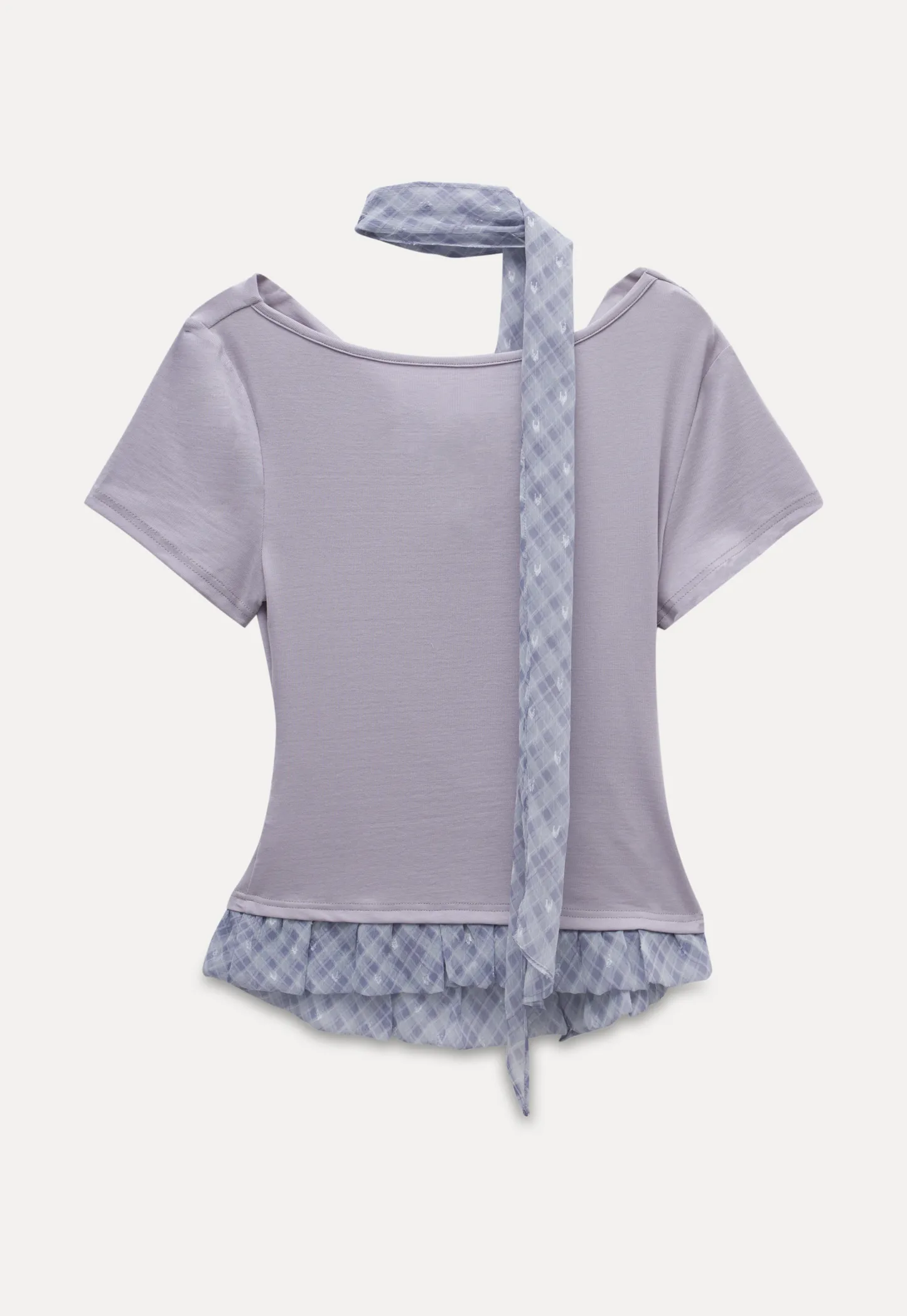 Draped Neck Top and Ruffle Hem