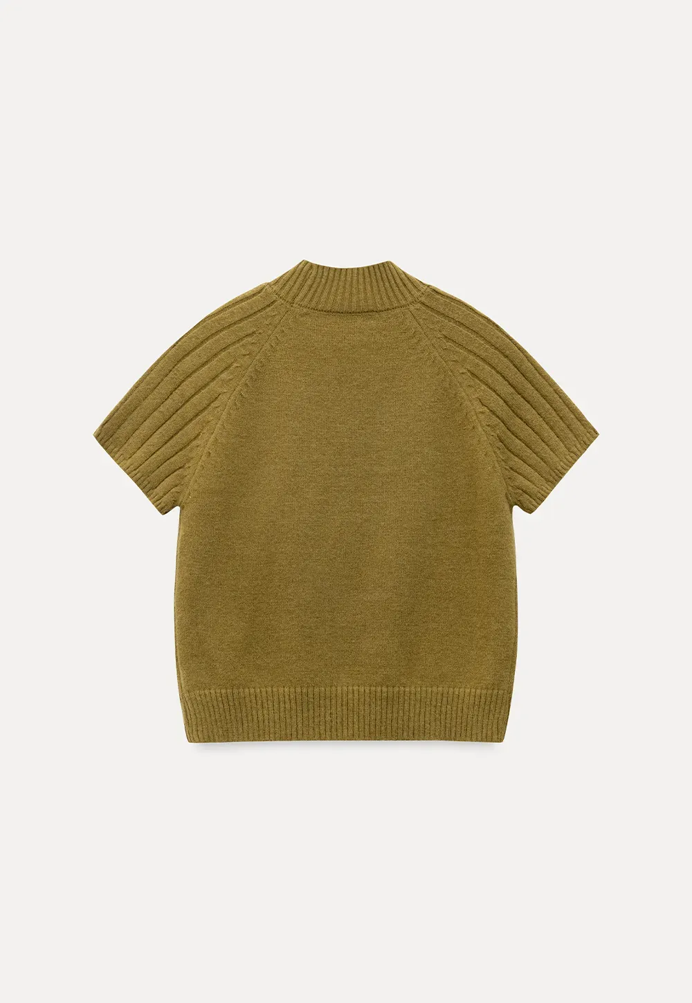 Olive Short Sleeve Mock Neck Knit Top