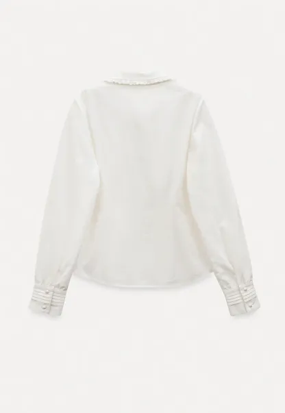 Classic White Blouse with Lace Collar