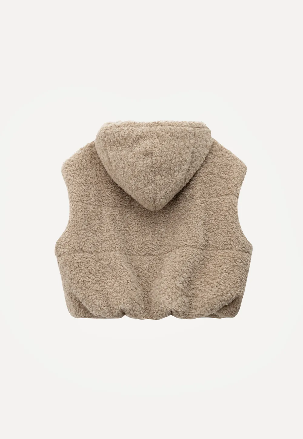 Faux Shearling Zip Vest in Beige