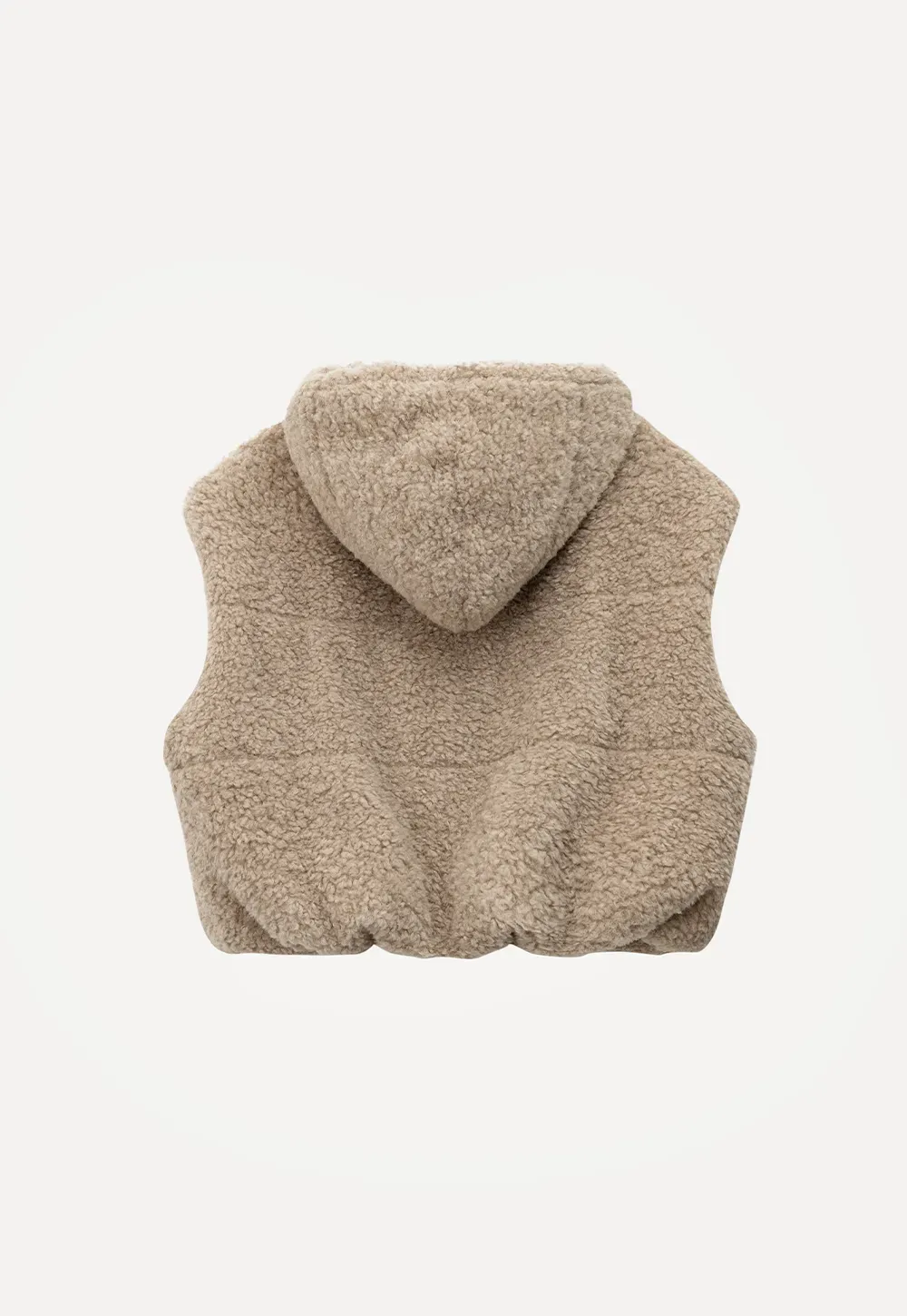 Faux Shearling Zip Vest in Beige