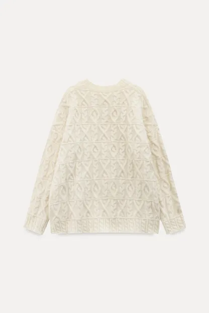 Cable Knit Diamond Pattern Sweater