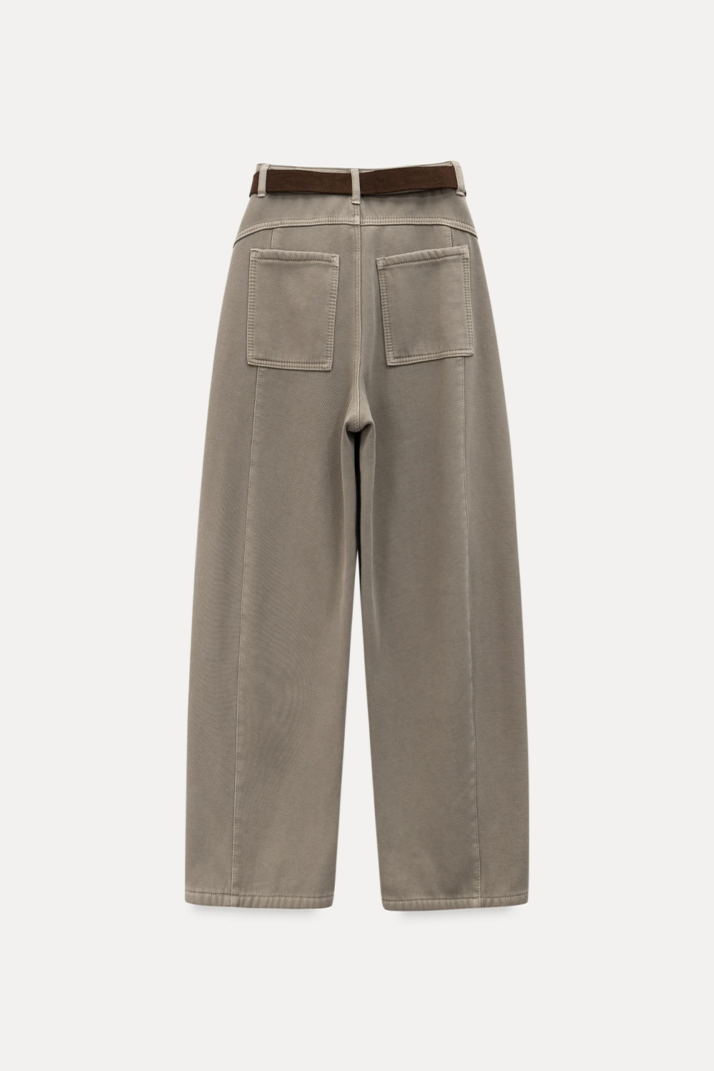 Loose Fleece-Lined Jeans with Tassel Belt