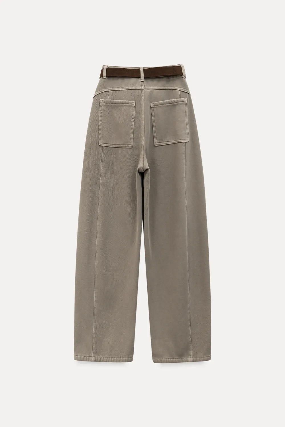 Loose Fleece-Lined Jeans with Tassel Belt