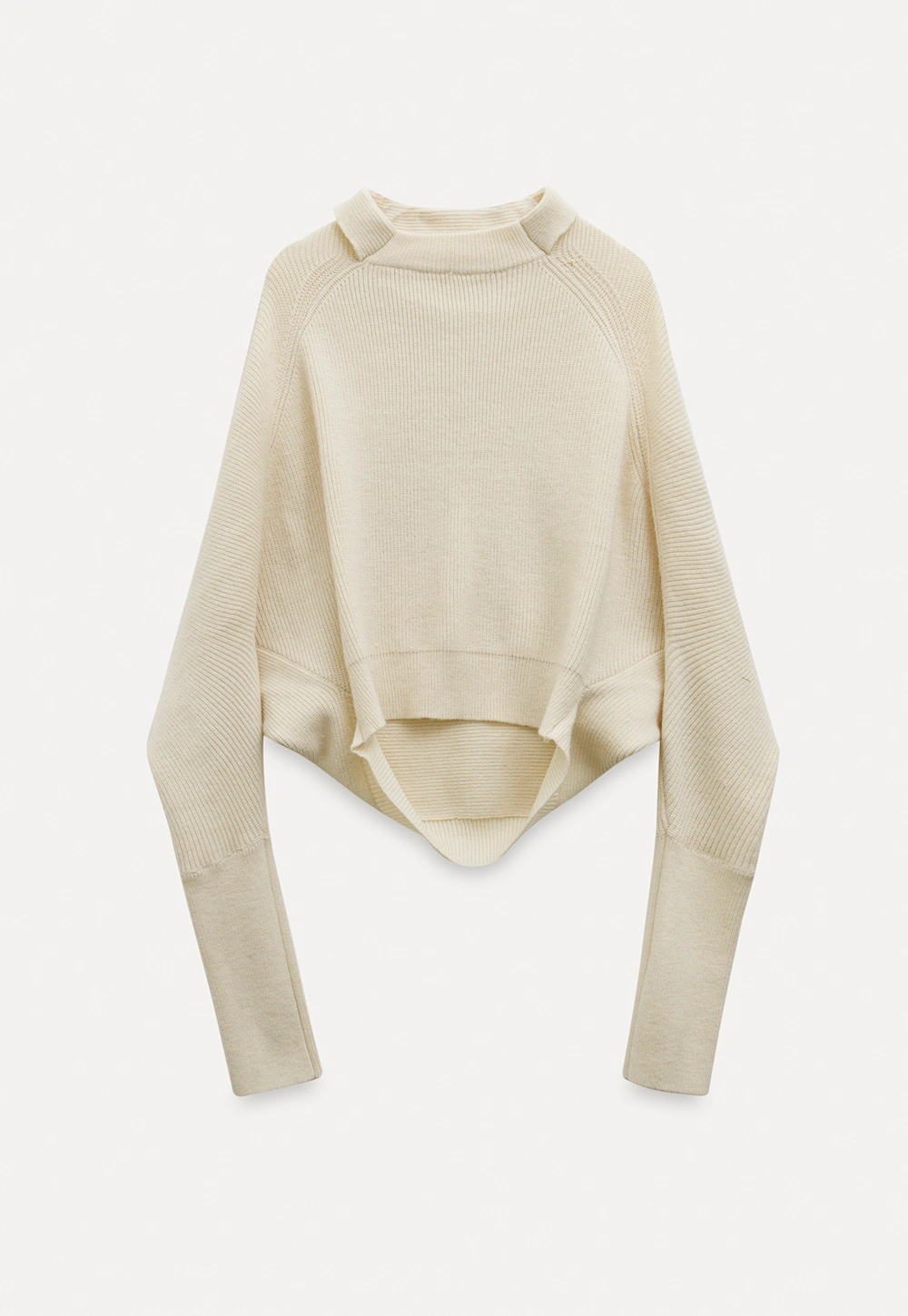 Modern Wrap Mock Neck Knit Top with Long Sleeves