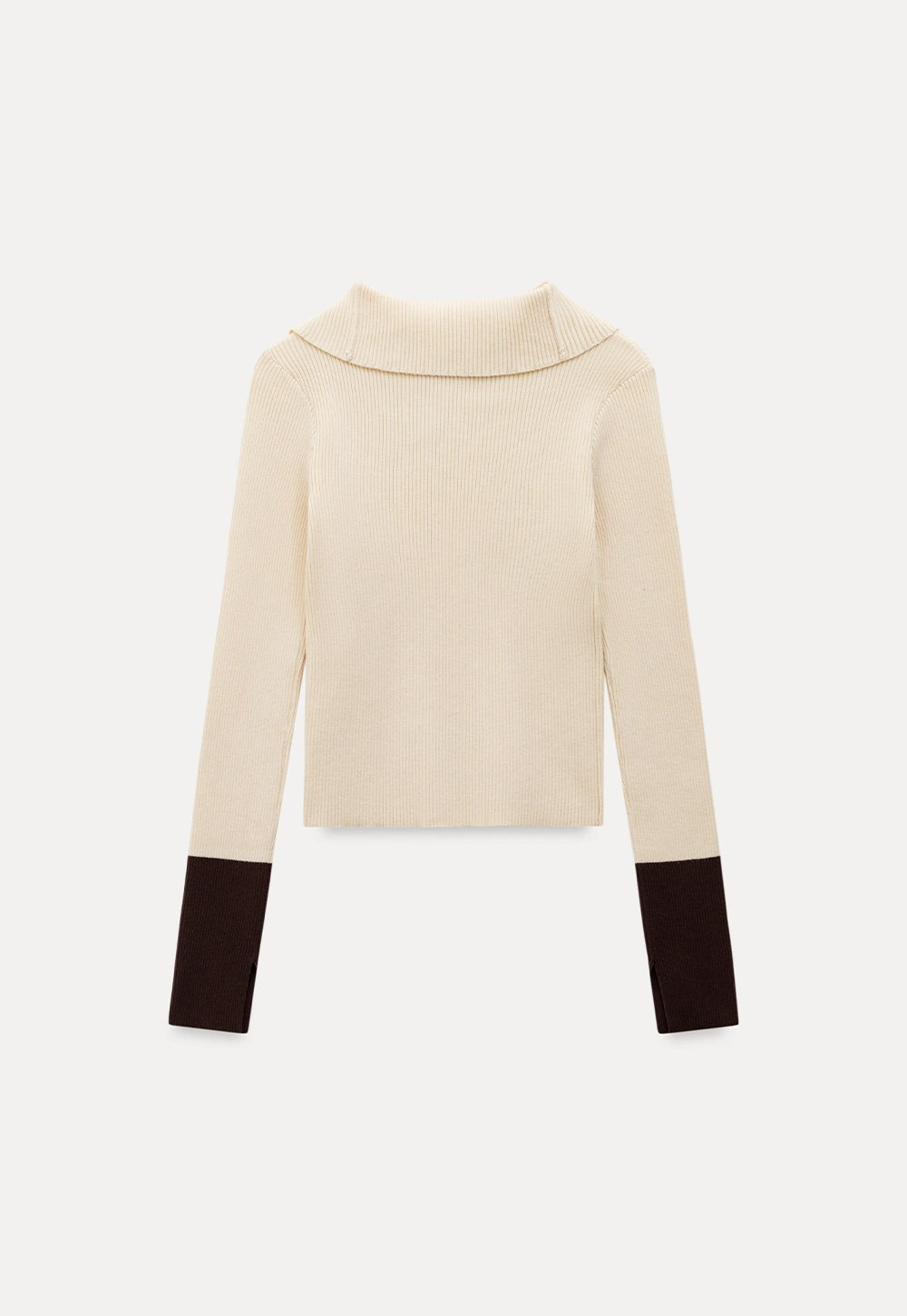 Women Stylish Ribbed Knit Top with Button Neck