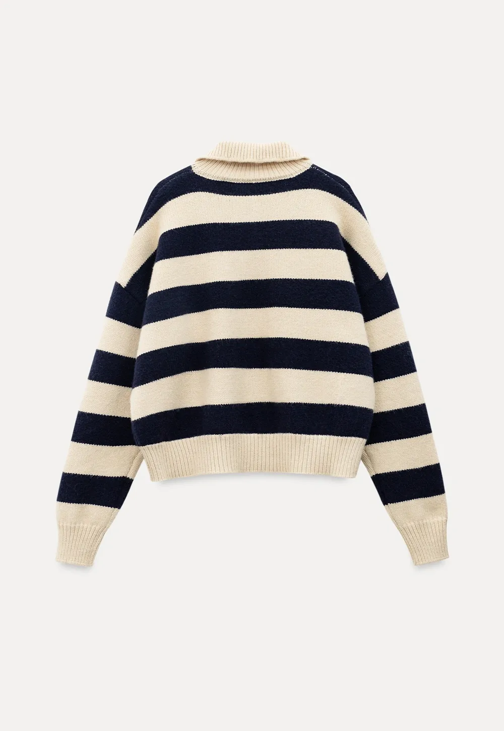 Striped Button-Down Sweater with Cozy Collar