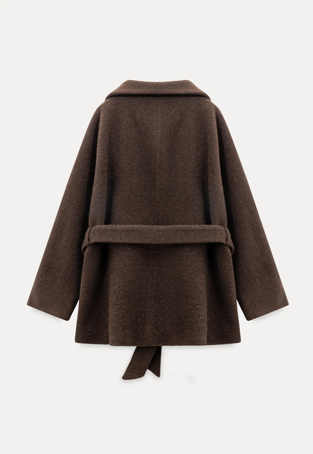 Winter Woolen Coat with Belt and Button Fastening