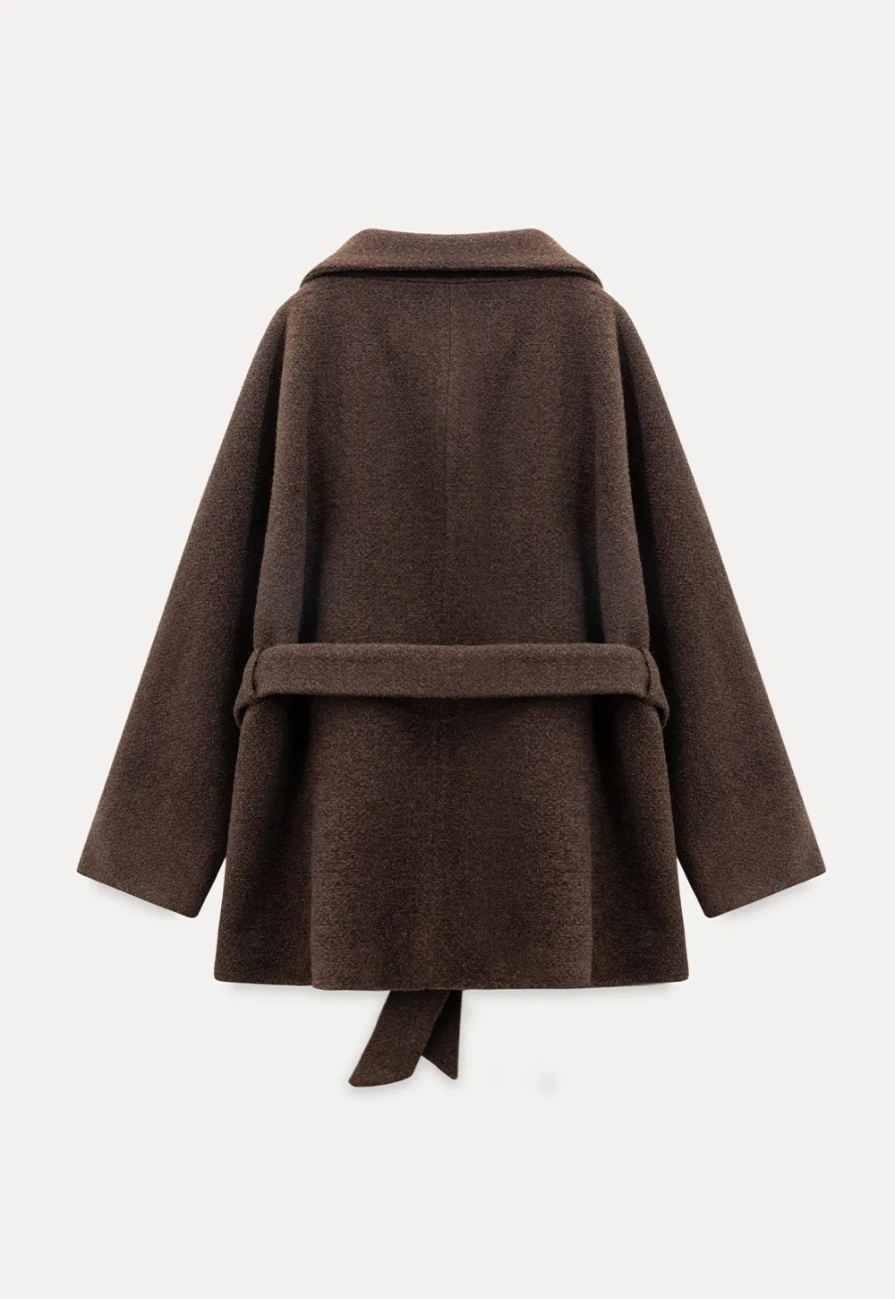 Winter Woolen Coat with Belt and Button Fastening
