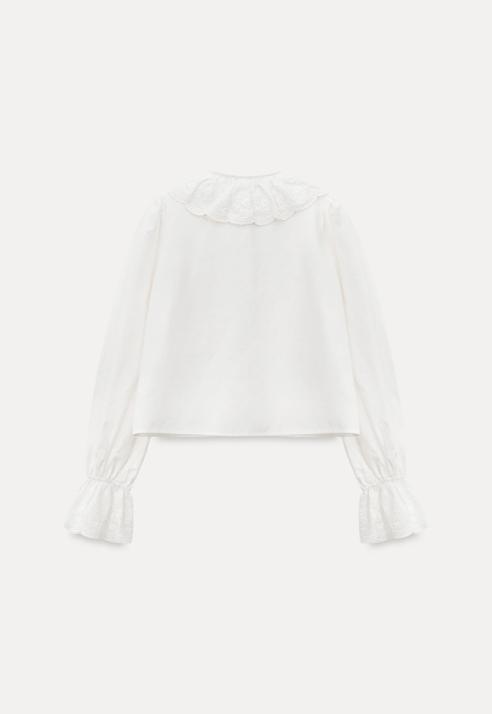 Vintage Style White Blouse with Lace Trim