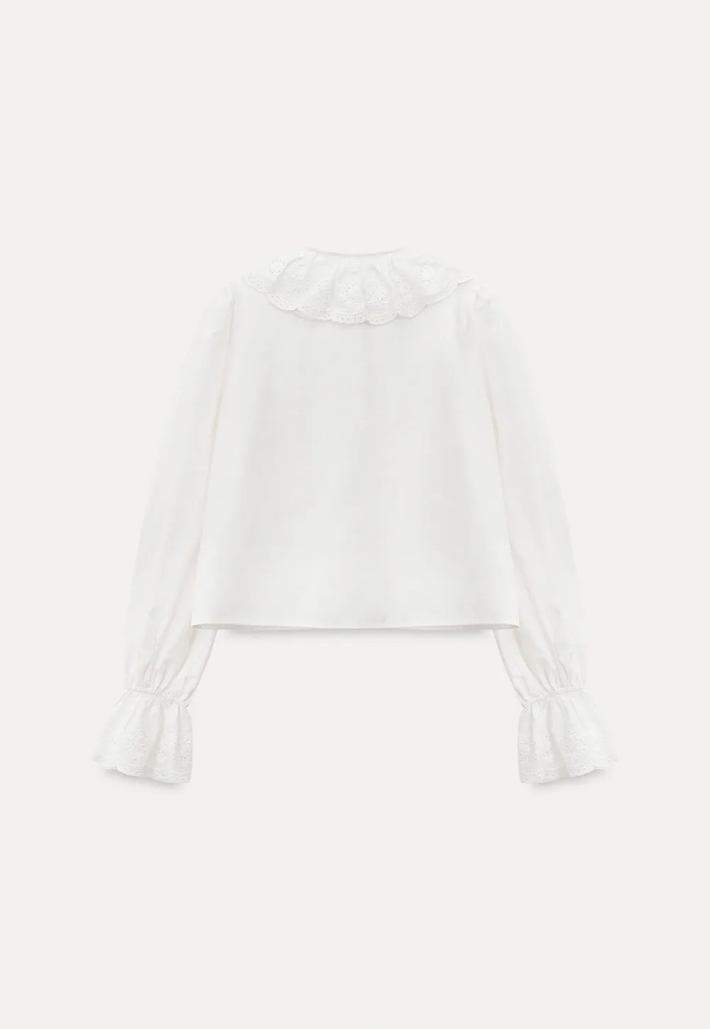 Vintage Style White Blouse with Lace Trim
