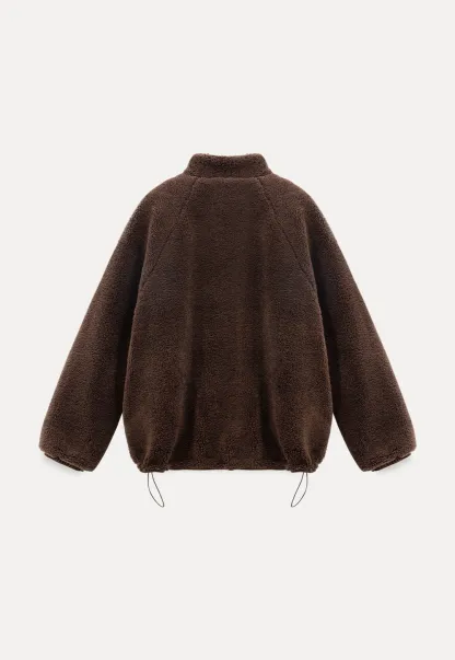 Zip-Up Fleece Jacket with Drawstring Waist