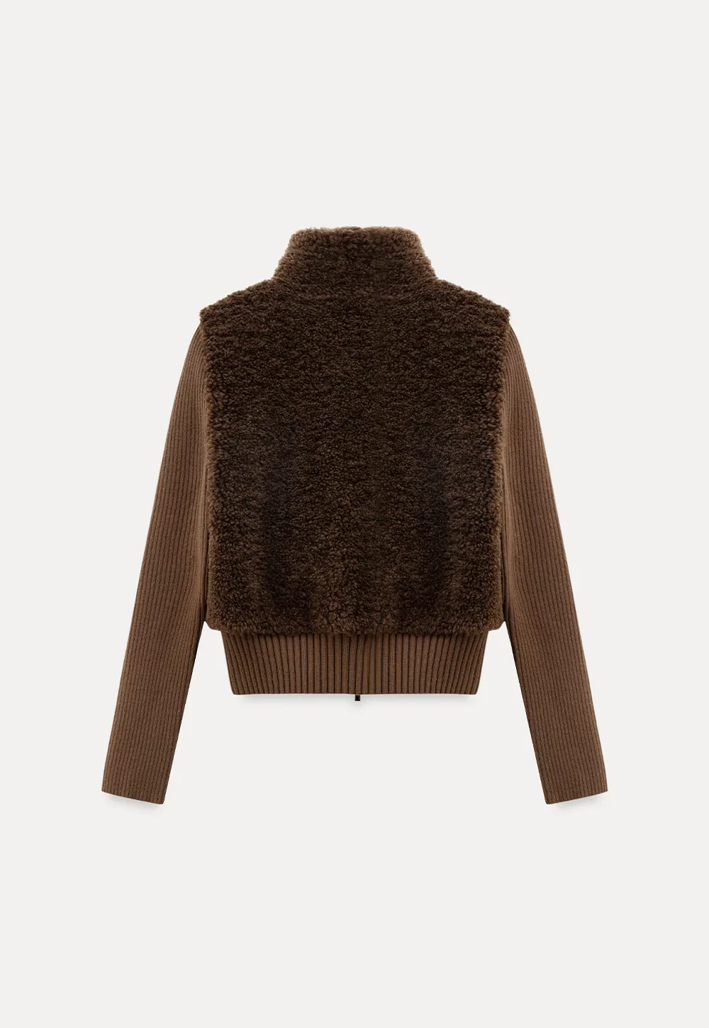 Faux Shearling Panel Knit Jacket