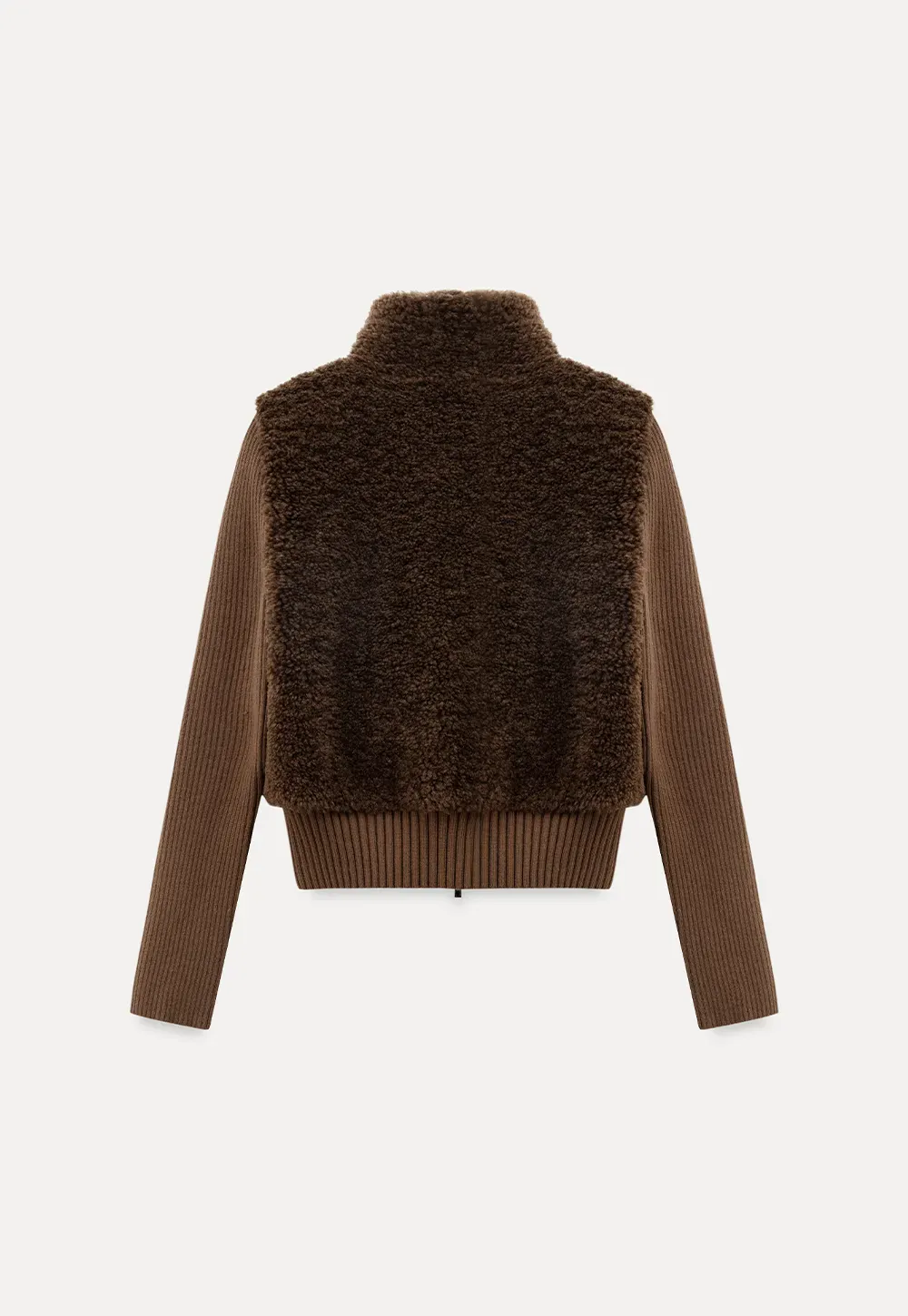 Faux Shearling Panel Knit Jacket