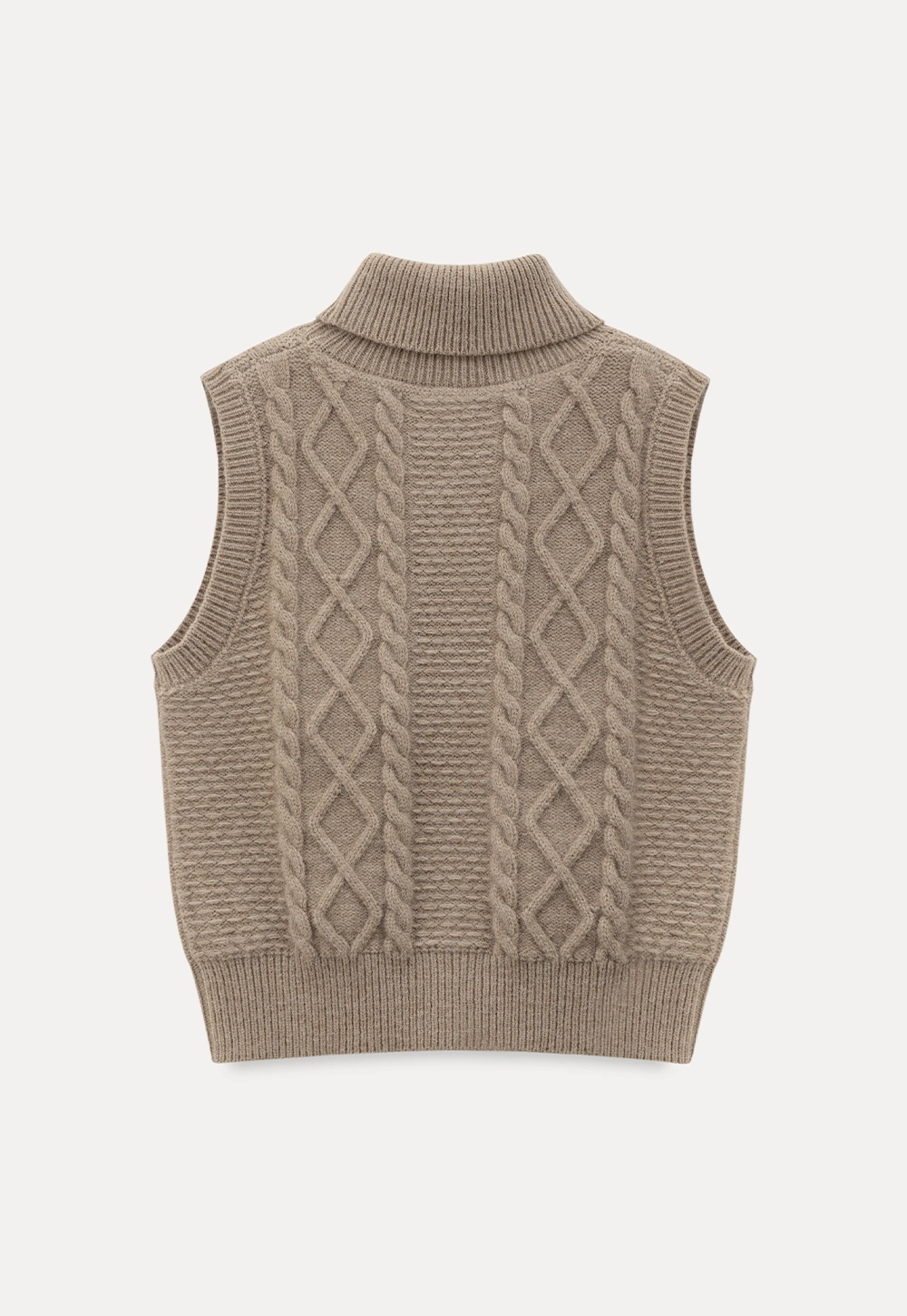 Cable Knit Sleeveless Turtleneck Sweater
