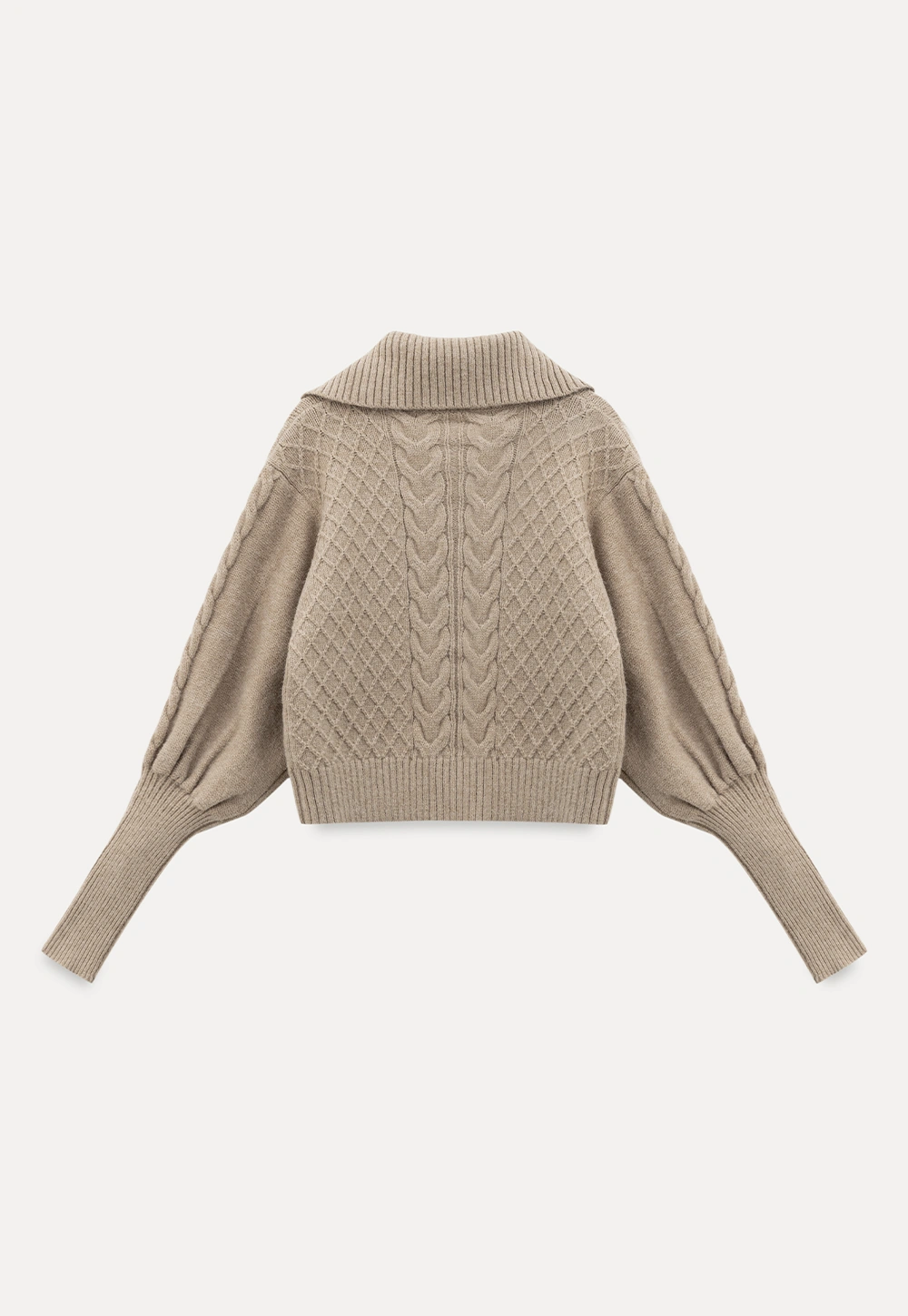 Chunky Knit Cardigan with Balloon Sleeves