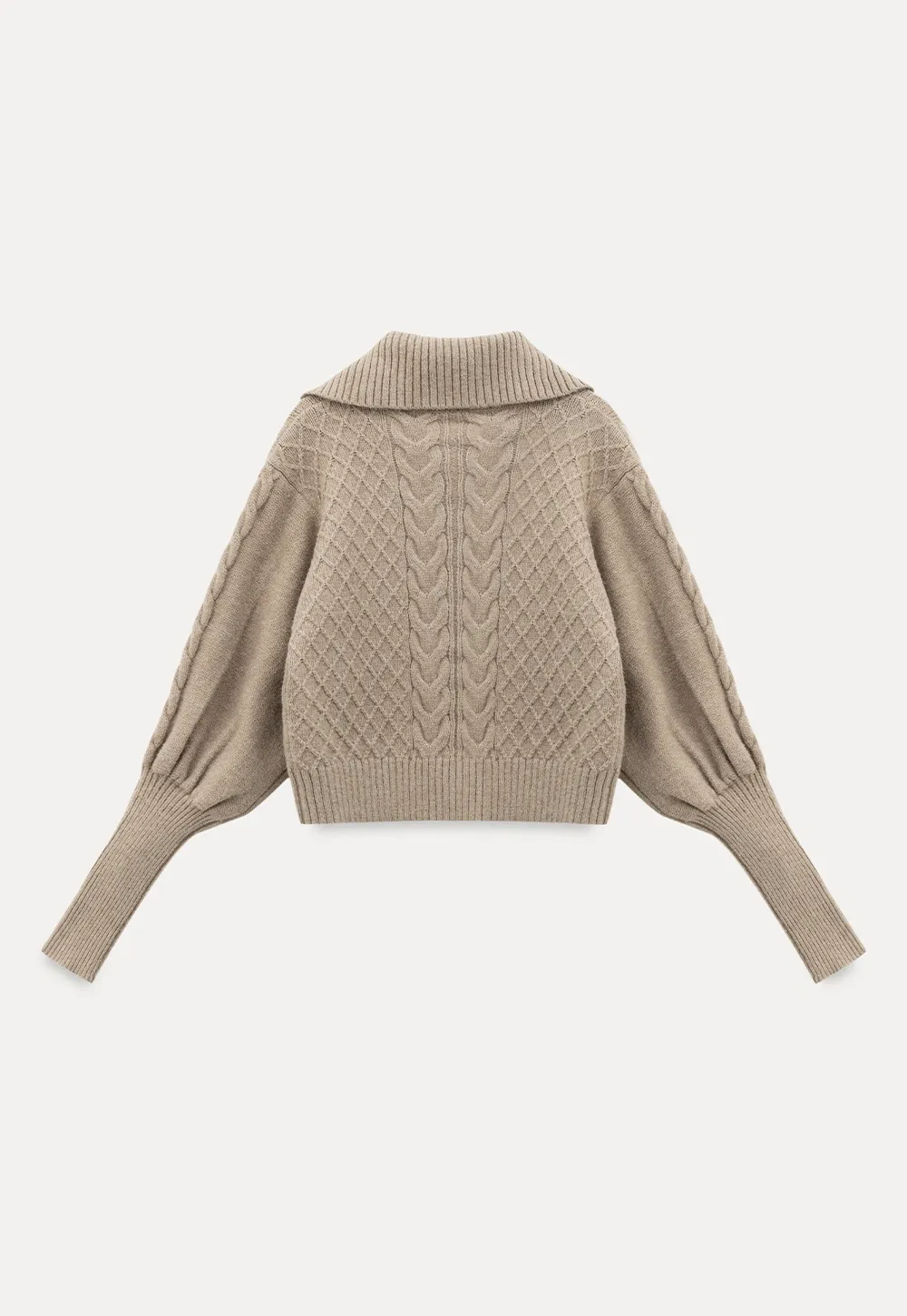 Chunky Knit Cardigan with Balloon Sleeves