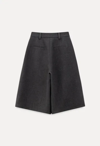 Flowy Skirt-Style Wide-Leg Cropped Trousers