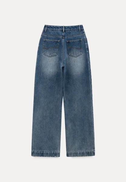 Women Wide-Leg High-Waisted Denim Jeans