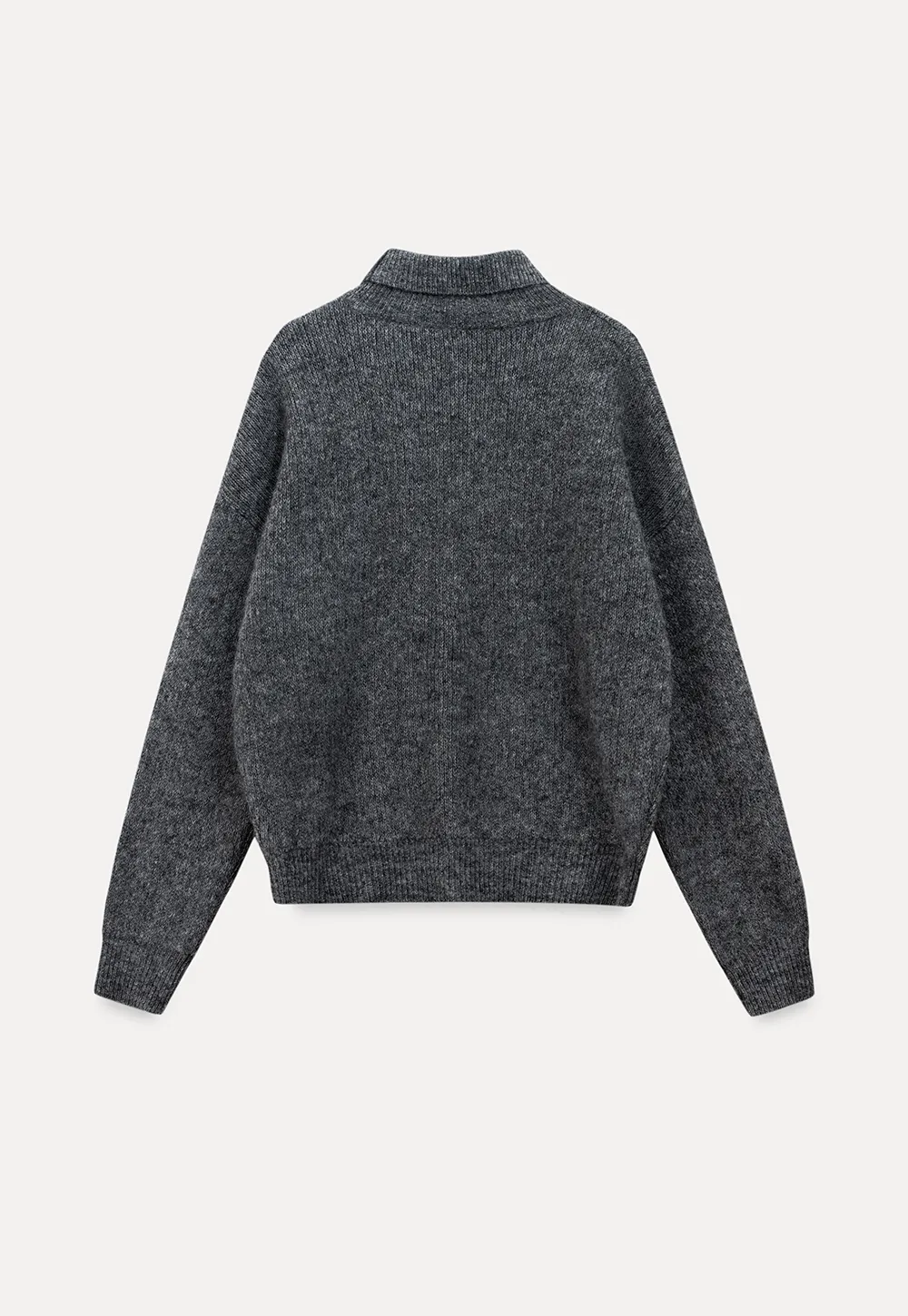 High-Neck Melange Knit Sweater