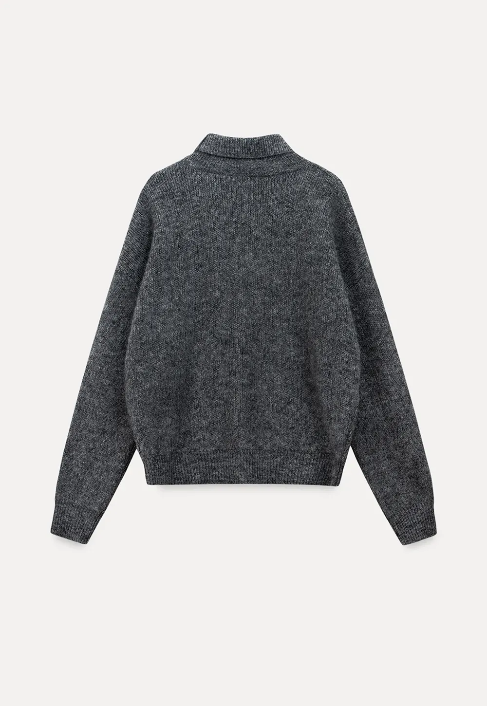 High-Neck Melange Knit Sweater