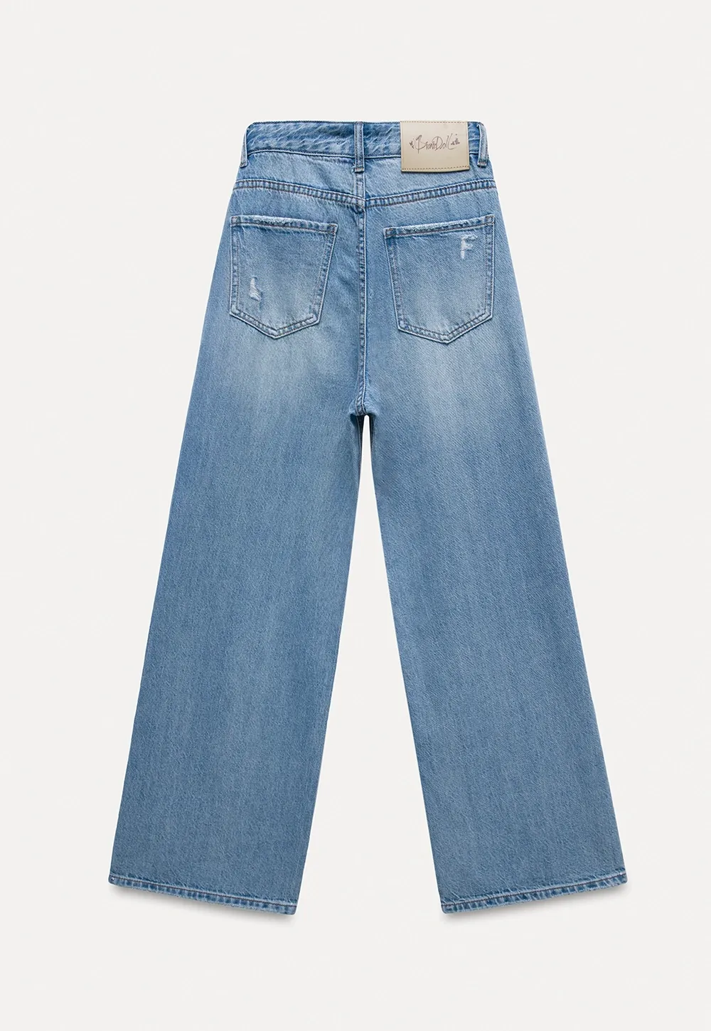 Wide Leg Distressed Denim Jeans