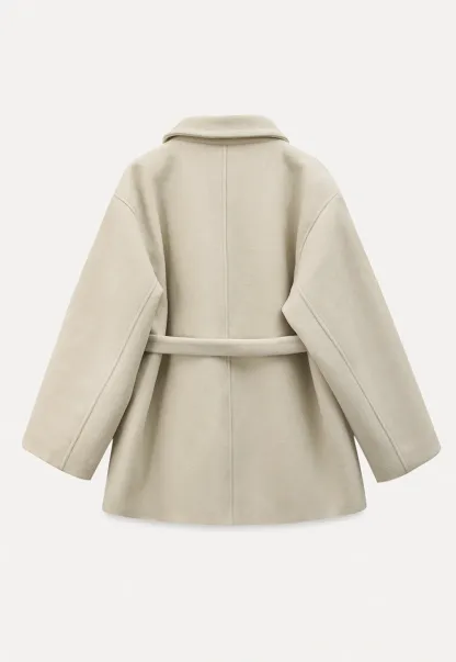 Elegant Wool Coat with Belted Waist Design