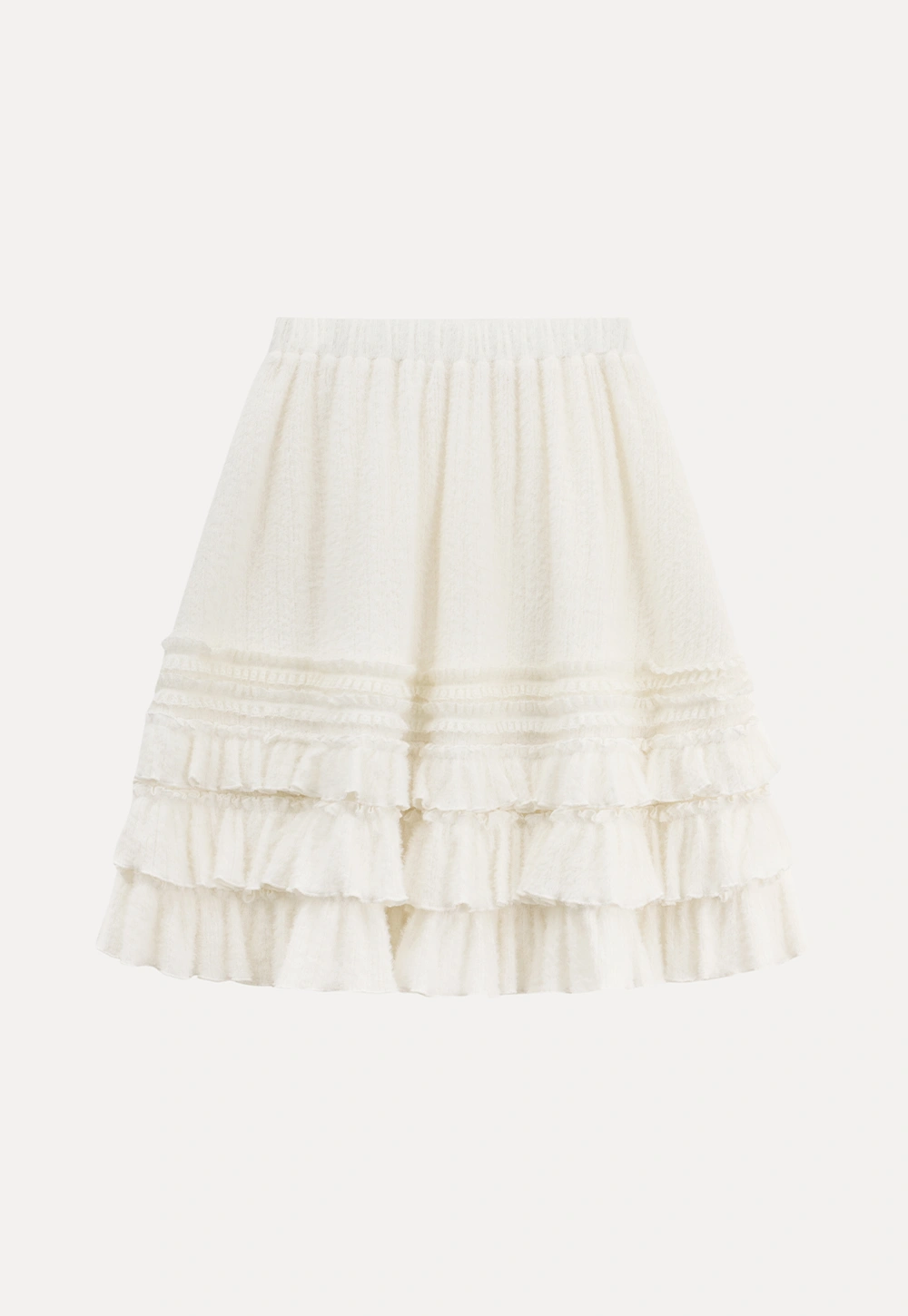 Women White Ruffled Skirt with Tiered Design