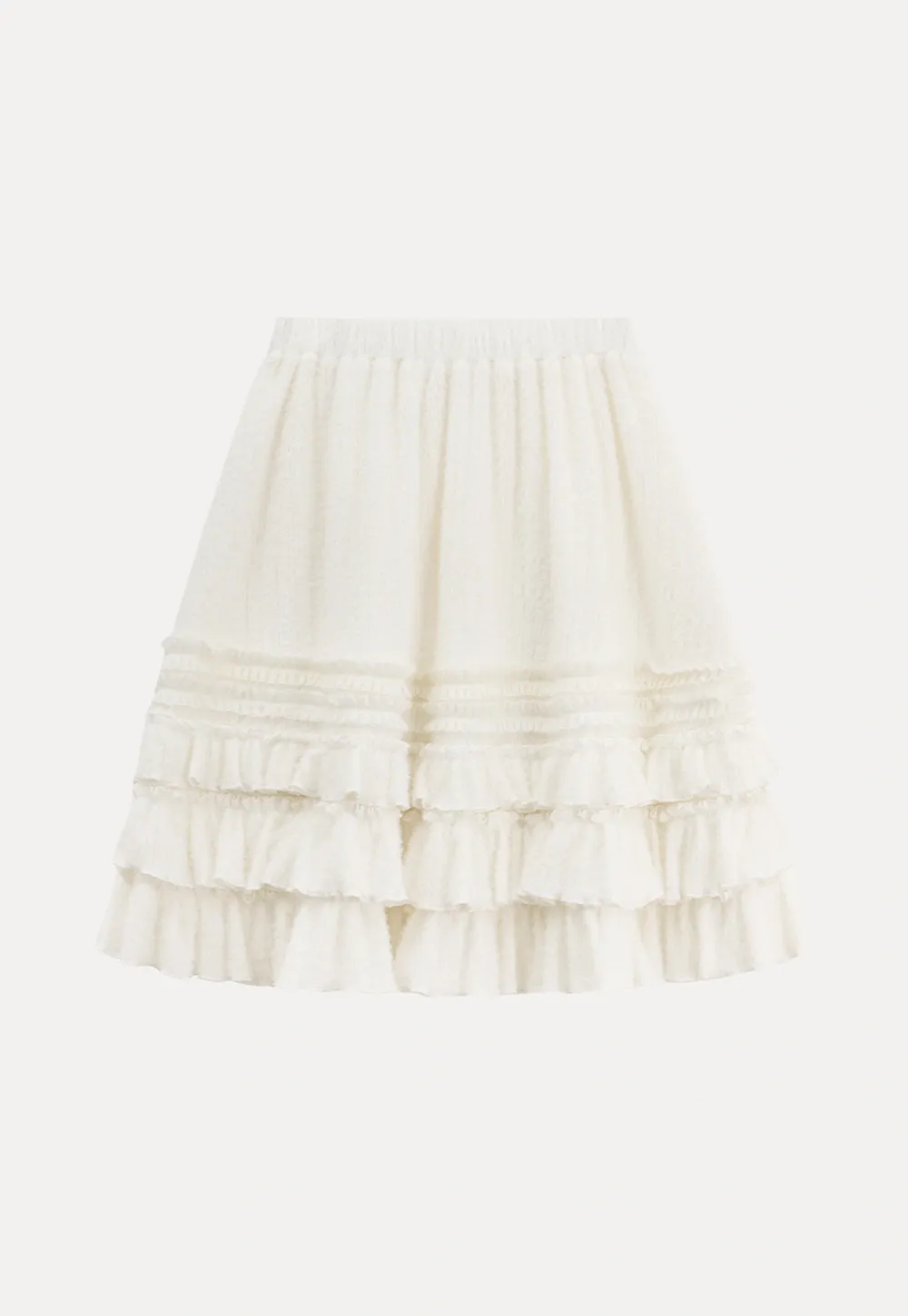Women White Ruffled Skirt with Tiered Design