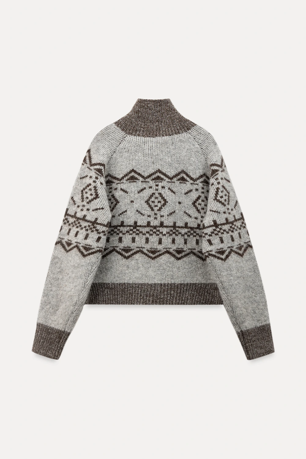 Vintage-Inspired Fair Isle Turtleneck Knit Sweater