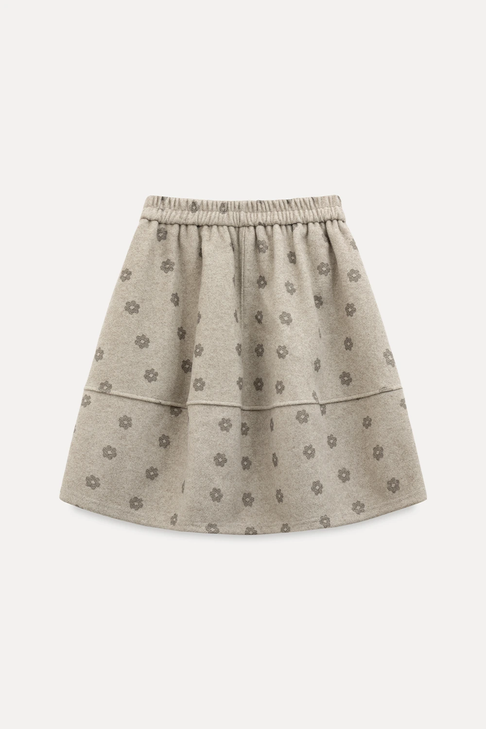 Floral Print Woolen Puff Skirt