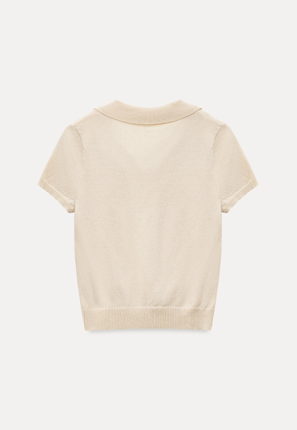 Polo Collar Short Sleeve Knit Sweater